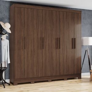 Guarda Roupa Casal 8 Portas 4 Gavetas Toscano Briz Castanho Hp