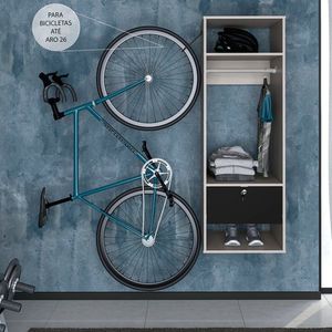 Armário Suspenso Com 1 Suporte Para Bicicleta Nepal Politorno Cinza/Preto