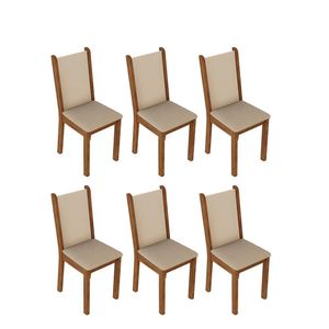 Kit 6 Cadeiras Rustic Crema Pérola Madesa 4291