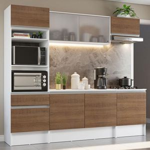 Cozinha Topazio com Armário Balcão Tampo Rustic Madesa