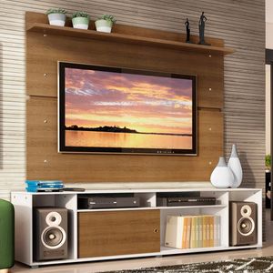 Rack Cancun e Painel para TV até 65" Branco/Rustic Madesa