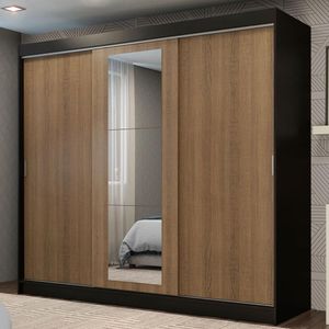 Guarda-roupa 3 Portas de Correr com Espelho 3 Gavetas Madesa