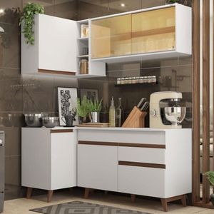 Cozinha Completa de Canto Reims Branco Madesa