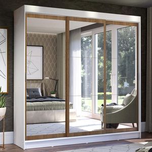 Guarda Roupa Casal Istambul 3 Portas com Espelho Madesa