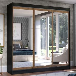 Guarda Roupa Casal Istambul 3 Portas com Espelho Madesa