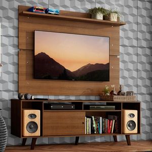 Rack Madesa Cancun com Pés e Painel para Tv Até 65'' Rustic