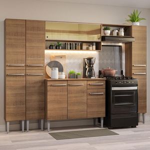 Armário De Cozinha Completa 261Cm Madesa 04 Rustic