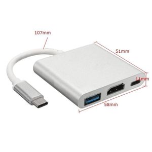 Adaptador Conversor Type-c 3.1 para USB 3.1 USB 3.0 e Hdmi 4k (3x1)
