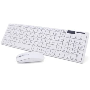 Kit Teclado E Mouse Sem Fio Wifi Usb 1600dpi 2.4ghz Branco