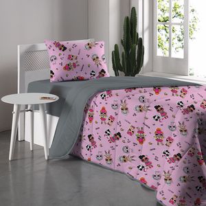 Edredom Solteiro Portallar Misto L.O.L Pets 150M X 220 Cinza