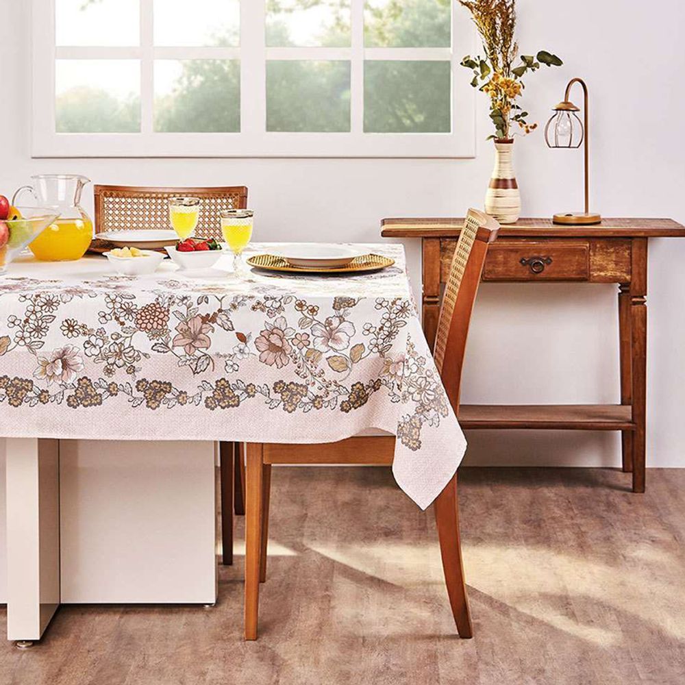 Toalha de Mesa 8 Lugares 2,50x1,45 1 Pç Oxford Estampado Xadrez