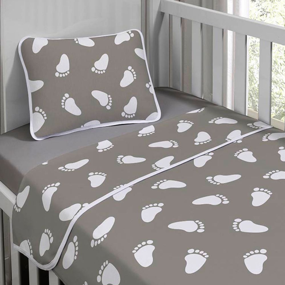 Jogo De Cama Malha Tecebem 3 Peças Mini Cama Mia Cinza