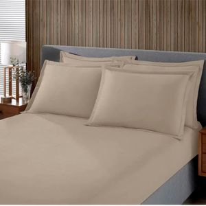 Jogo De Cama Buettner Queen Malha Liso 3 Peças Image Bege