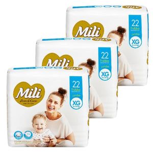 Fralda Descartável Mili Love & care Tam: Xg 3 Pacotes com 22