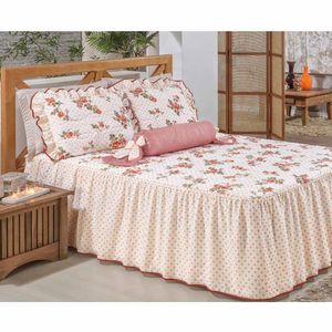 Kit Sinara Cama de Solteiro Salmão 4 Peças - Bordados Ricardo
