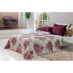 Kit Cobre Leito Plazza Vinho Casal Queen 3 Peças - Bordados Ricardo