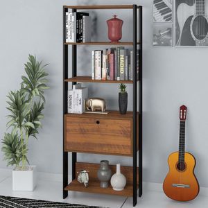 Estante para Livros 1 Porta Basculante 4 Prateleiras Artely