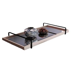 Bandeja Espelhada Laqueada com Alça Preta TNA Decor
