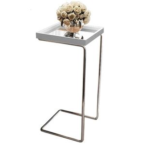 Mesa de Apoio para Sofá Laca Branca Base Cromada TNA Decor