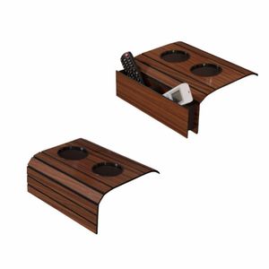Kit 2 Bandeja Esteira Para Braço De Sofá Mel Porta Copos E Controle