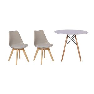 Kit Mesa Jantar Eiffel 100cm Branca + 02 Cadeiras Leda Nude