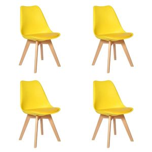 Conjunto 04 Cadeiras Eames Wood Leda Design Amarela