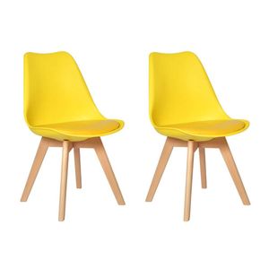 Conjunto 02 Cadeiras Eames Wood Leda Design Amarela