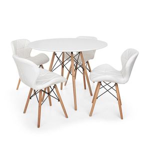 Kit Mesa Jantar Eiffel 100cm Branca + 04 Cadeiras Branca