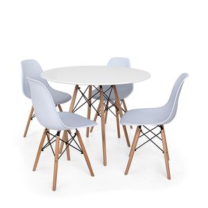 Kit Mesa Eiffel 100cm Branca 4 Cadeiras Charles Eames Branca