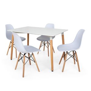 Kit Mesa Eiffel 120x80 Branca 4 Cadeira Charles Eames Branca