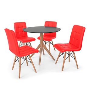Kit Mesa Jantar Maitê 80cm 4 Cadeiras Eiffel Gomos Vermelha