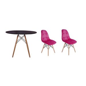 Mesa Jantar Preta + 2 Cadeiras Rosa Império Brazil Business