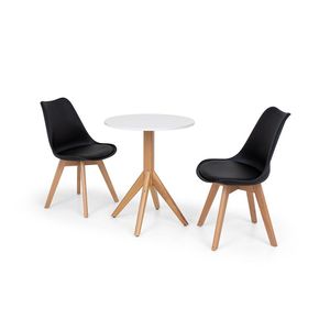 Conjunto Mesa de Jantar Maitê 60cm Branca 2 Cadeiras Preta