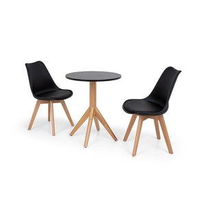 Conjunto Mesa de Jantar Maitê 60cm Preta 2 Cadeiras Preta