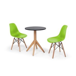 Conjunto Mesa de Jantar Maitê 60cm Preta 2 Cadeiras Verde