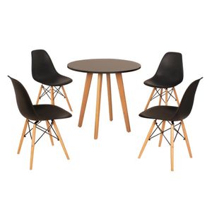 Mesa Laura 80cm Preta + 4 Cadeiras Eames Eiffel Preta