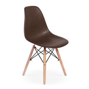 Mesa Laura 80cm Preta e 4 Cadeiras Eames Eiffel Marrom