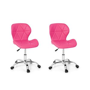 Conjunto 2 Cadeiras Office Eiffel Slim Base Giratória Rosa