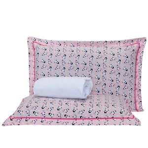 Jogo Cama Panda Rosê branco Queen 03 Peças 140 Fios