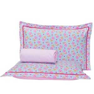 Jogo Cama Ursinha Rosa Queen 03 Peças 140 Fios