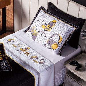 Jogo De Cama Branco Solteiro 03 Peças Micr 180 Fios