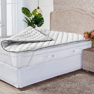 Protetor Pillow Top Branco Queen Super Volumoso 300 Gramas/M² - Tecido Microfibra