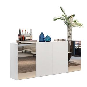 Aparador Buffet C/ Espelho Suspenso Branco