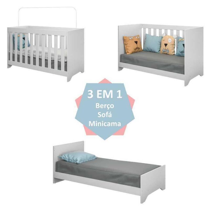 Berço Cômoda para Colchão 60 x 130 cm Meu Bebê Multimóveis Branco