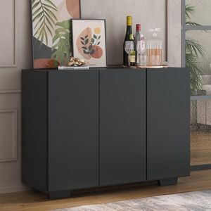 Aparador 3 Portas Com Pés Quadrados Veneza Mp1010 Preto