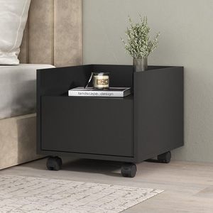 Mesa De Cabeceira 40 Cm Com Rodízios Multimóveis Mp4042 Preta
