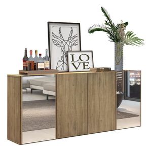 Aparador Buffet 4 Portas Com Espelho Suspenso Vegas V3595 Rustic Rustic