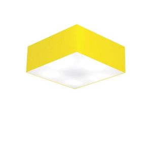 Plafon Quadrado Cúpula em Tecido 12/35x35cm Amarelo Bivolt