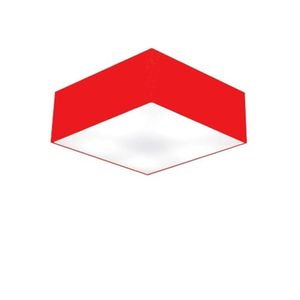 Plafon Quadrado Cúpula em Tecido 12/35x35cm Vermelho Bivolt