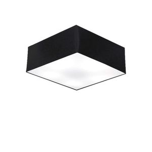 Plafon Quadrado Cúpula em Tecido 12/35x35cm Preto Bivolt